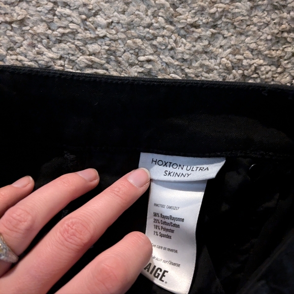 PAIGE Hoxton Ultra Skinny Black Croc Luxe Coating Black Denim Jeans Womens 28 - Picture 12 of 12